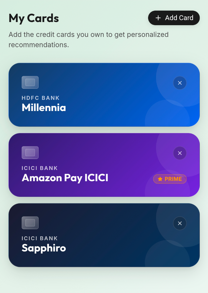 Step 1: Add your cards